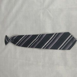 Puritan Men's Clip On Necktie Stripped Polyester Black Blue One Size